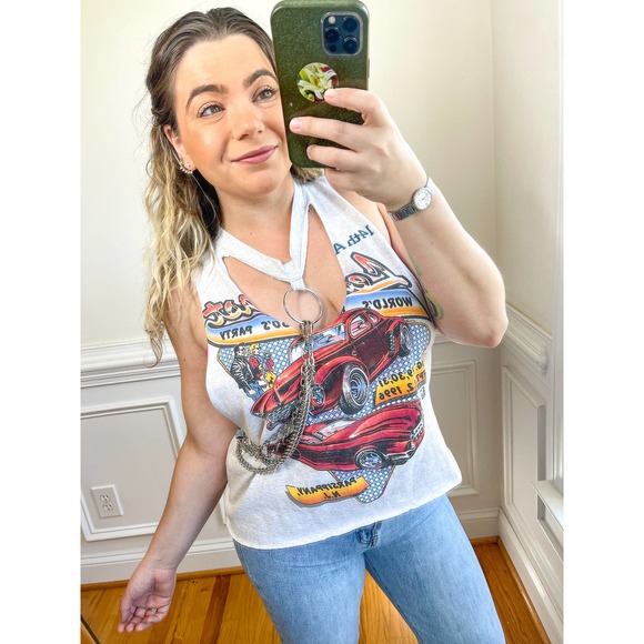 LF Stores Furst of A Kind Vintage Up-cycled Cutout Tank